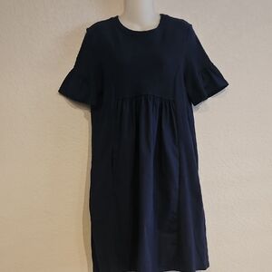 Anthropologie Women's Midnight Navy Slip-On Waffle Knit Panels Midi Dress Sz M